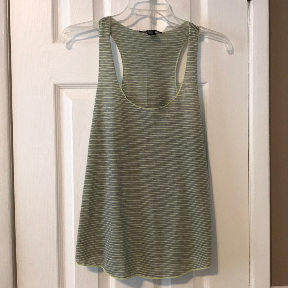 Forever 21 👗🛍yellow/grey stripe razor back tank